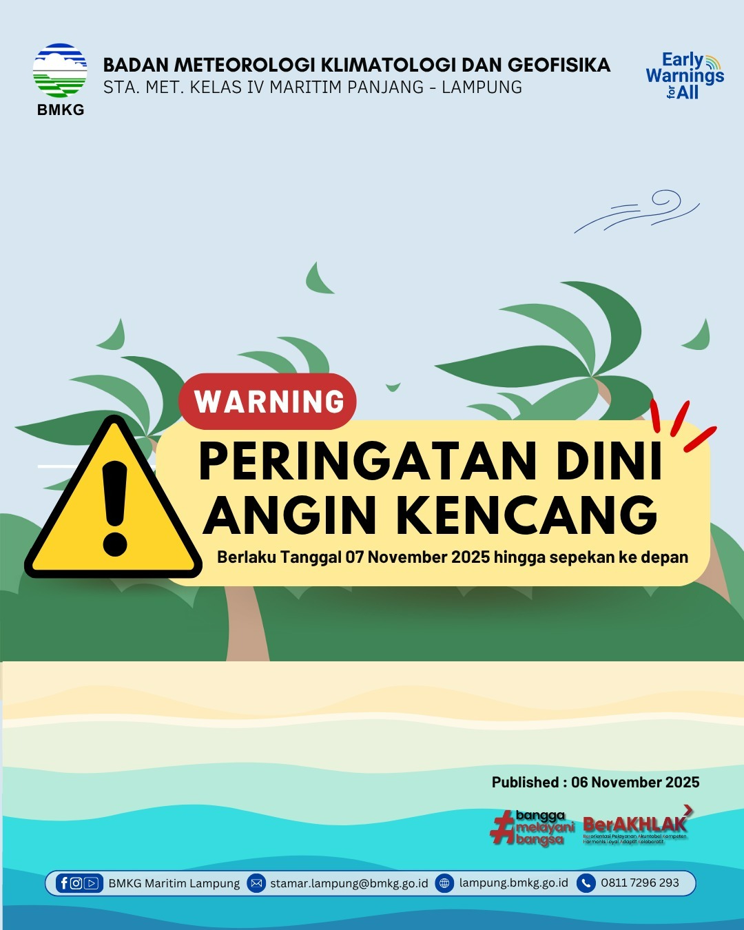 BMKG Keluarkan Peringatan Dini, BPBD Lampung Selatan Himbau Warga Waspada Angin Kencang